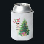 Rafraîchisseur Pour Canette Cool Christmas Llama | Joy Typography<br><div class="desc">Une canette refroidit avec une drôle d'illustration. Un mignon lama portant des lunettes de soleil noires et un chapeau de santa rouge. Derrière un sapin de Noël avec des cadeaux festifs. Le mot Joy écrit au-dessus de sa tête dans une police de vacances colorée. Arrière - plan de livre d'argent....</div>