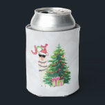 Rafraîchisseur Pour Canette Cool Christmas Llama | Joy Typography<br><div class="desc">Une canette refroidit avec une drôle d'illustration. Un mignon lama portant des lunettes de soleil noires et un chapeau de santa rouge. Derrière un sapin de Noël avec des cadeaux festifs. Le mot Joy écrit au-dessus de sa tête dans une police de vacances colorée. Arrière - plan de livre d'argent....</div>