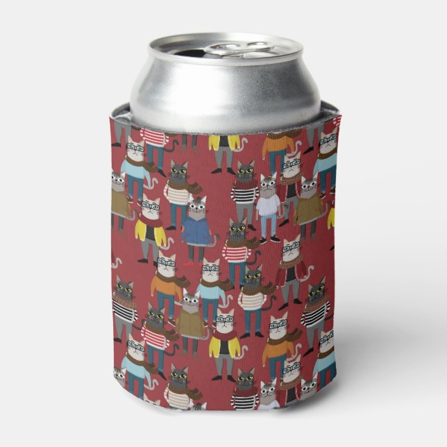 Rafraîchisseur Pour Canette Cool Hipster Motif de chat (Can devant)