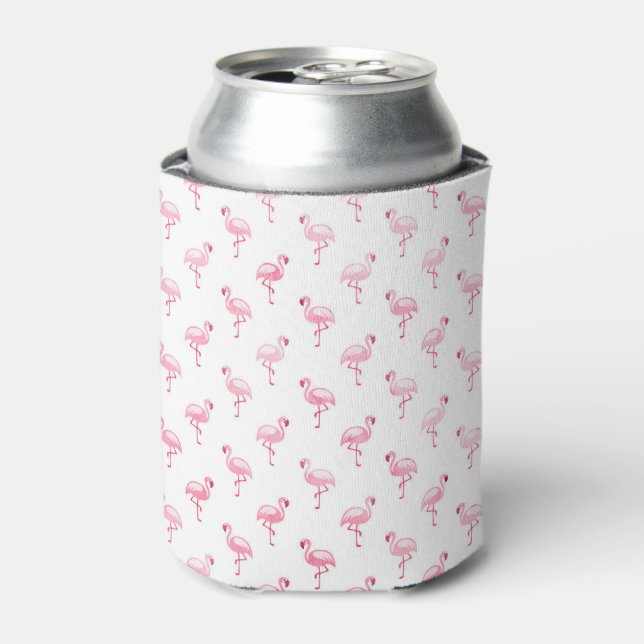 Rafraîchisseur Pour Canette Cool rose Tropical Flamingo Patte sur blanc (Can devant)