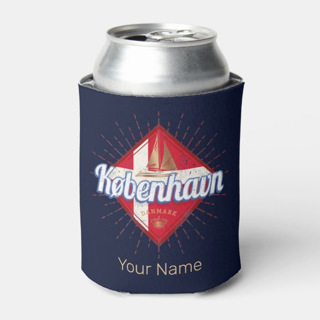 Rafraîchisseur Pour Canette Copenhague capitale Danemark Retro voilier (Can devant)