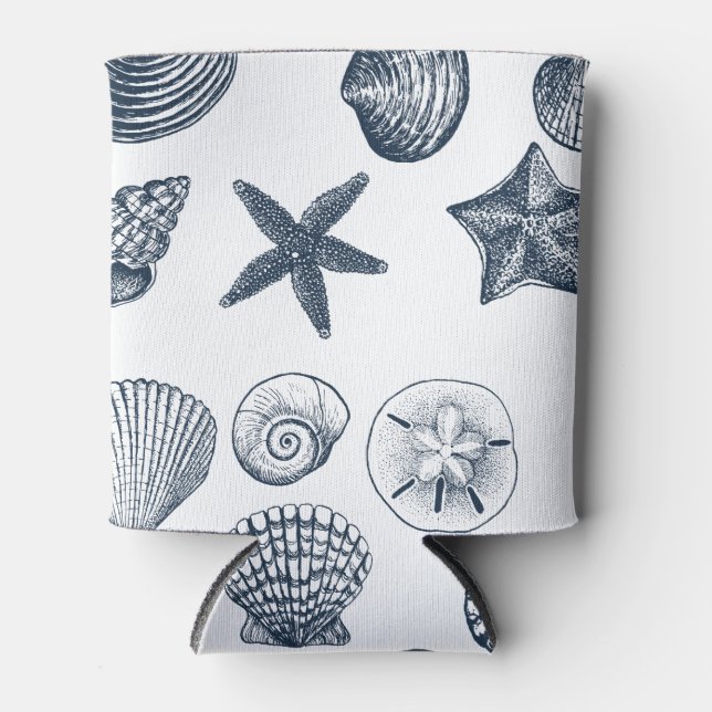 Rafraîchisseur Pour Canette Coques bleues nautiques (Devant)