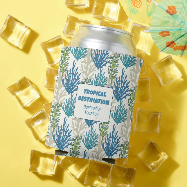 Rafraîchisseur Pour Canette Coral Seaweeds texte personnalisé (Été in situ)