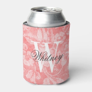 Rafraîchisseur Pour Canette Coral Vintage Floral Imprimer Monogramme