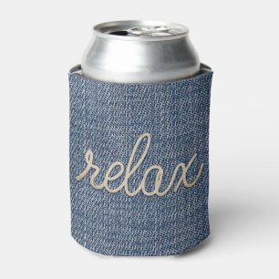 Rafraîchisseur Pour Canette Corde Relax Texte sur Denim Can Cooler