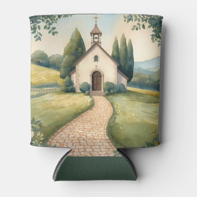 Rafraîchisseur Pour Canette Cottagecore Chapel Path Pastel Landscape (Devant)