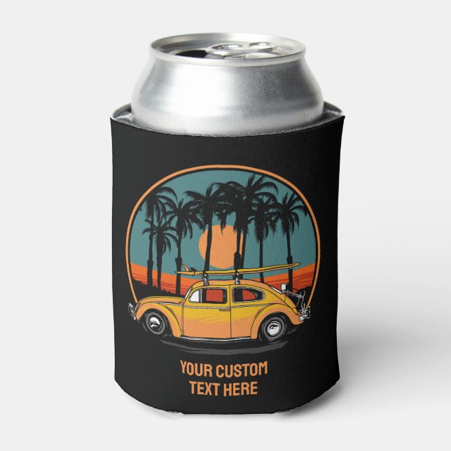 Rafraîchisseur Pour Canette Coucher de soleil de surfeur Tropical de texte per (Can devant)