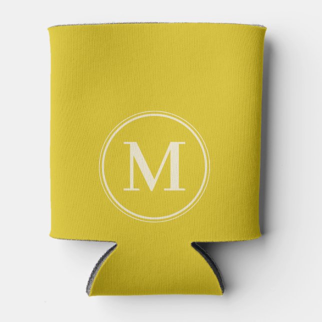 Rafraîchisseur Pour Canette Couleur Citron Foncé Uni Monogramme (Devant)