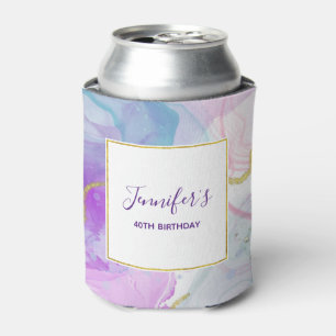 Rafraîchisseur Pour Canette Couleurs violettes, vertes, roses Fleurs Anniversa