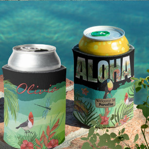 Rafraîchisseur Pour Canette Couleurs Vives Aloha Tropical Hawaïen