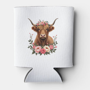 Rafraîchisseur Pour Canette Couronne florale vintage vache des Highlands Bohèm