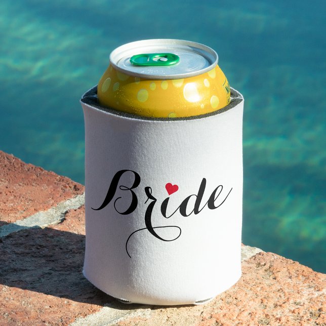 Rafraîchisseur Pour Canette Couvre-canette élégant à motif cœur pour la mariée (Elegant Script Heart Bride Can Cooler Cover Coozie)