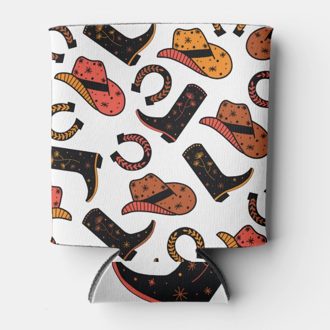 Rafraîchisseur Pour Canette Cowboy Ranch : Wild West Seamless. (Devant)