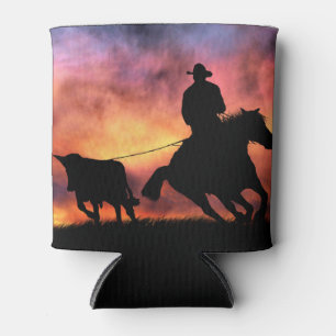 Rafraîchisseur Pour Canette Cowboy Steer Roping off of Horse