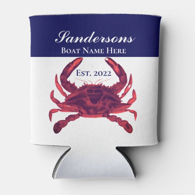 Rafraîchisseur Pour Canette Crabe Burgundy Nautique Maroon Rouge Can Cooler (Devant)