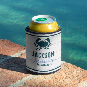 Rafraîchisseur Pour Canette Crabe Rustique Bois Personnalisé Famille Côtière