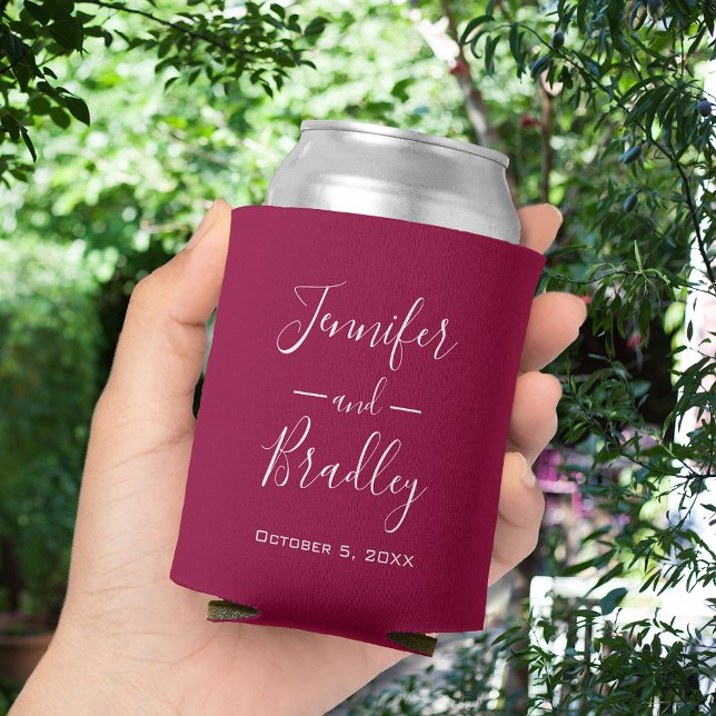 Rafraîchisseur Pour Canette Cranberry Custom Wedding Favoriser (Cranberry Custom Wedding Favor Can Coolers)