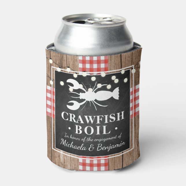 Rafraîchisseur Pour Canette Crawfish Boil Homard Rustic Engagement Party (Can devant)