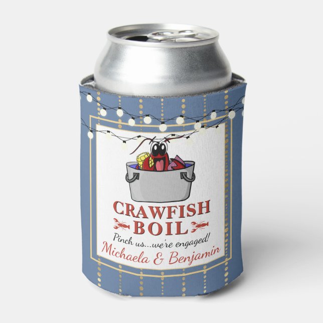 Rafraîchisseur Pour Canette Crawfish Seafood Boil Blue Gold Party Fiançailles (Can devant)