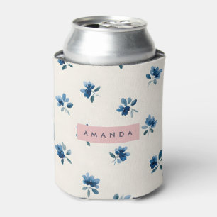Rafraîchisseur Pour Canette Création Florale Bleue Élégante Personnalisée