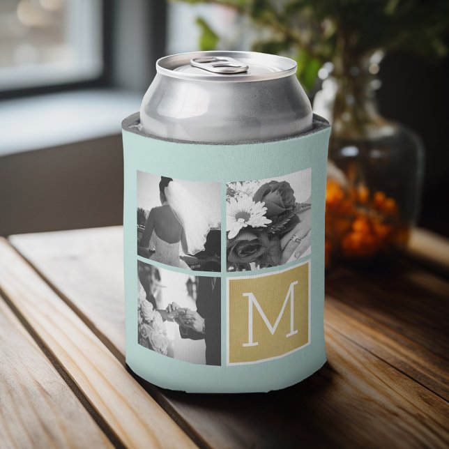 Rafraîchisseur Pour Canette Créez votre propre collection photo Mariage Monogr (Personalized Can Cooler - Add Your name for a great wedding anniversary party favor)