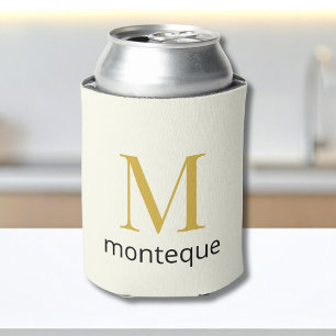 Rafraîchisseur Pour Canette Crème Or Monogramme Nom Personnalisé Cadeau Luxe