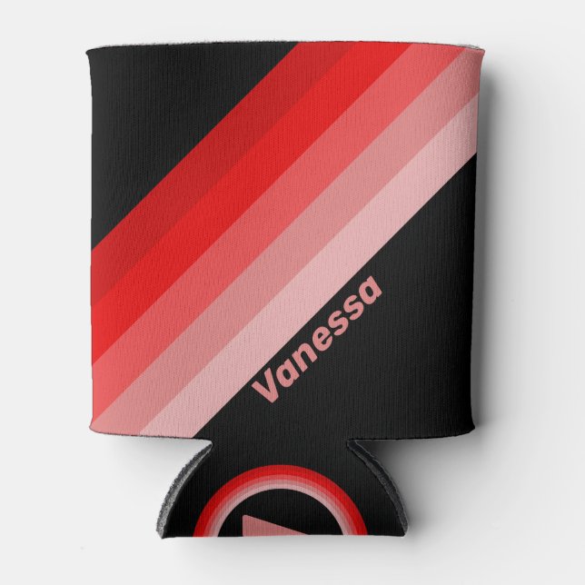 Rafraîchisseur Pour Canette Crimson Fade Stripes avec nom (Devant)