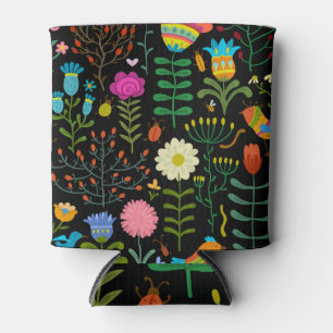 Rafraîchisseur Pour Canette Croquis floral, motif artistique sans couture.