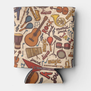 Rafraîchisseur Pour Canette Croquis Musical : Colorful Vintage sans couture.