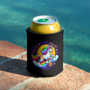 Rafraîchisseur Pour Canette Crypto Magic : Unicorne 8 bits avec symbole Bitcoi