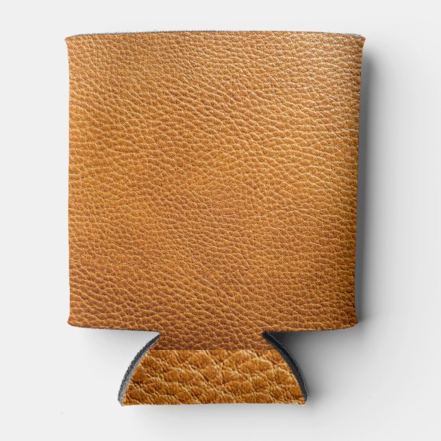 Rafraîchisseur Pour Canette Cuir Brown, Arrière - plan Texturé Luxe. (Devant)