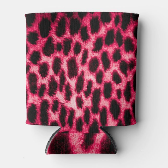 Rafraîchisseur Pour Canette Cuir léopard : Texture rouge-noir. (Devant)