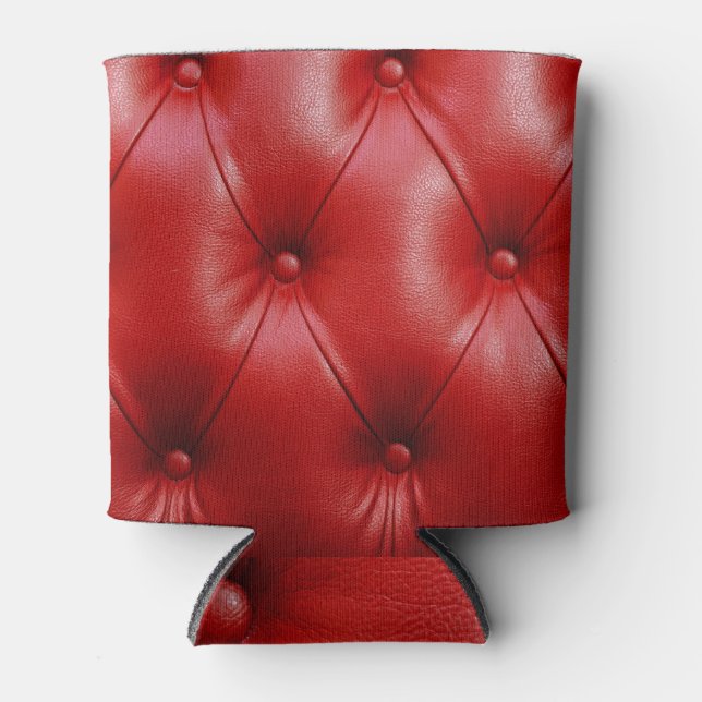 Rafraîchisseur Pour Canette Cuir rouge : Motif d'élévation. (Devant)