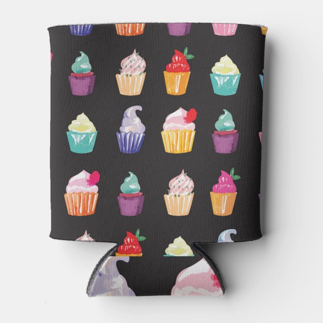 Rafraîchisseur Pour Canette Cupcakes aquarelle : Arrière - plan sans charme (Devant)