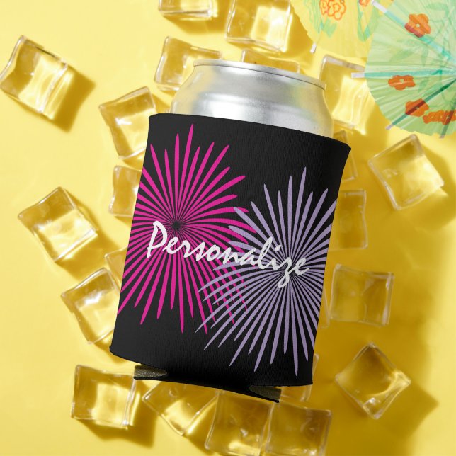 Rafraîchisseur Pour Canette Custom can cooler with pink fireworks design (Été in situ)