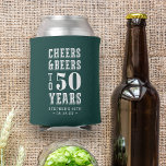 Rafraîchisseur Pour Canette Custom Cheers & Beers Milestone Birthday<br><div class="desc">Commemorate a special birthday with these awesome personalized party favor can coolers. Modern hunter green and white design features "cheers and beers to XX years" in bold white lettering. Add the occasion and date beneath for a unique birthday party keepsake. Example shown for a 50th birthday party.</div>