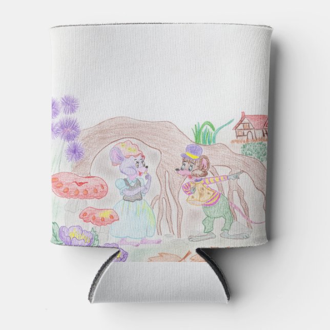 Rafraîchisseur Pour Canette Custom Kids Artwork, deux mignonnes souris, fleurs (Devant)