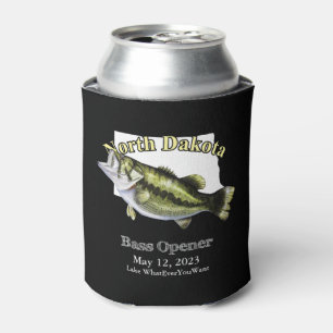 Rafraîchisseur Pour Canette Custom Lake/Date North Dakota Bass Opener Dark