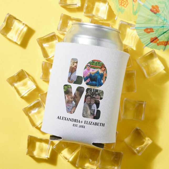 Rafraîchisseur Pour Canette Custom modern love 4 photo collage pour couples (Été in situ)