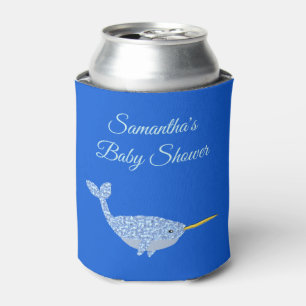 Rafraîchisseur Pour Canette Cute Blue Baby Boy Narwhal Baby shower personnalis