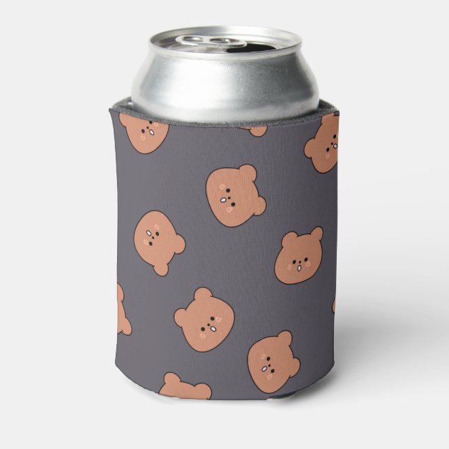 Rafraîchisseur Pour Canette Cute Brown Teddy Bear Face Pattern Dark Blue (Can Dos)