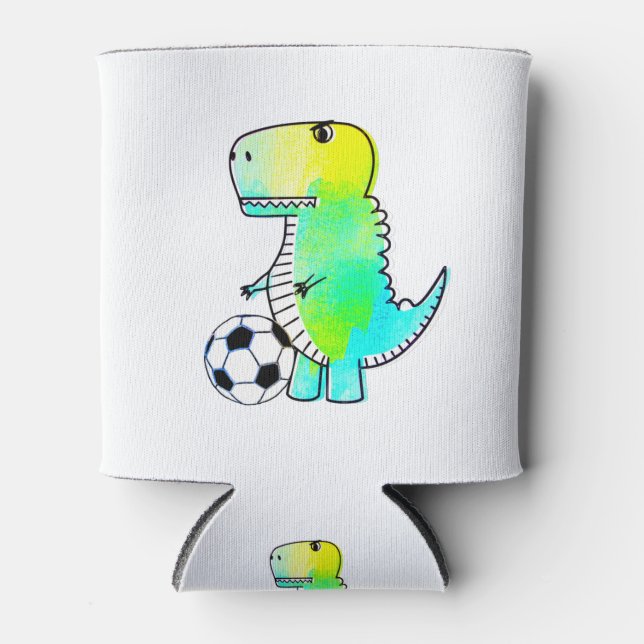 Rafraîchisseur Pour Canette Cute Dinosaur Aime Le Football Aquarelle (Devant)