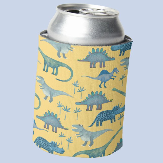 Rafraîchisseur Pour Canette Cute Dinosaure préhistorique Motif Jaune (Fun dinosaur pattern can cooler)
