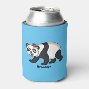 Rafraîchisseur Pour Canette Cute happy panda bear with flower cartoon