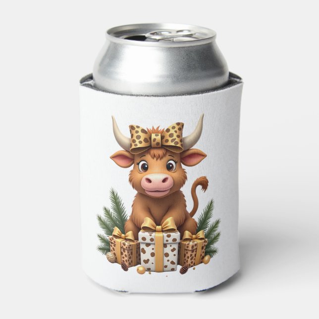 Rafraîchisseur Pour Canette Cute Highland Cow Christmas Santa Highland Cow Lov (Can devant)