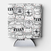 Cute Kawaii Chats en noir et blanc avec rose