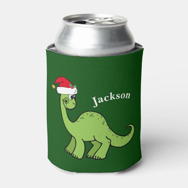 Rafraîchisseur Pour Canette Cute Kids Christmas Dinosaur Vert Personnalisé (Can devant)
