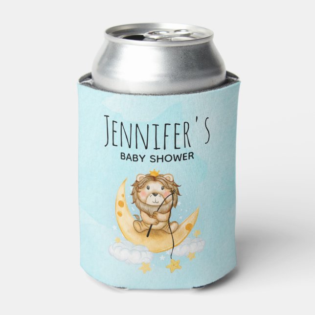 Rafraîchisseur Pour Canette Cute Lion Pêche sur l'aquarelle de la lune (Can devant)