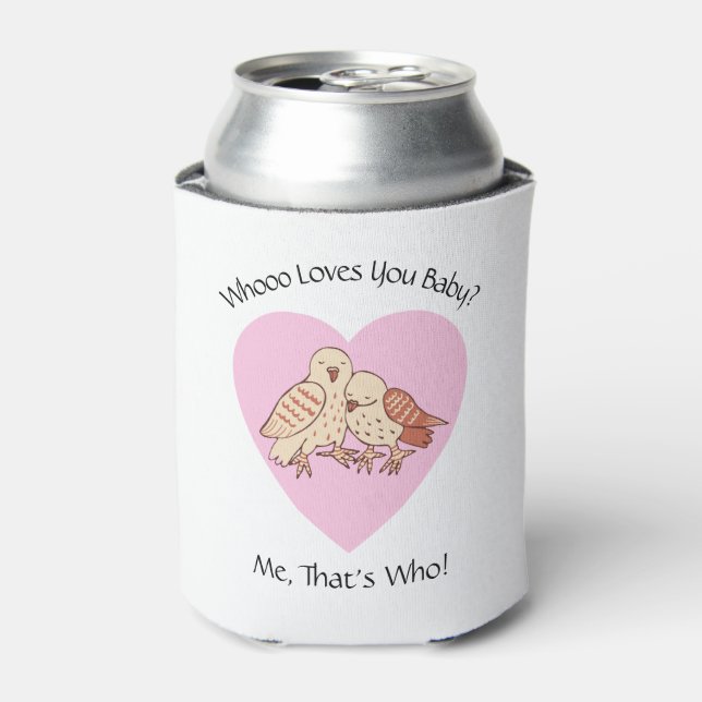 Rafraîchisseur Pour Canette Cute Owls Who Loves You Baby Shower Saint-Valentin (Can devant)