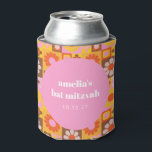 Rafraîchisseur Pour Canette Cute Retro Floral Rose Orange Bat mitzvah Personna<br><div class="desc">Cute Retro Super Floral Rose Orange Bat mitzvah Personnalisé Can Cooler</div>